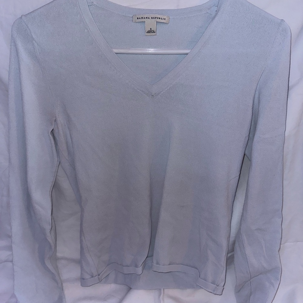 Banana Republic Soft Blue V-Neck Blouse
